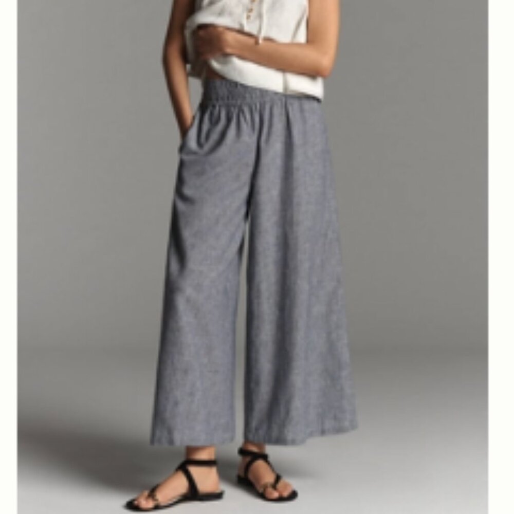 Anthropologie The Somerset Pull-On Pants: Striped Linen Blend Edition NWT